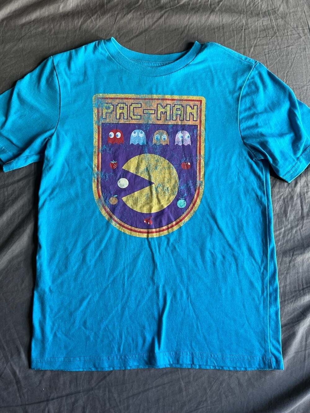 Pac-Man Boys Graphic Badge Short Sleeve T-Shirt Blue